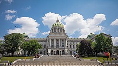 The Pennsylvania State Capitol in Harrisburg Flying the Pride Flag over the Capitol (50035197647).jpg