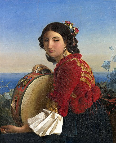 File:Girl from Sorrento with a tambourine (1824) - Léopold Robert.jpg