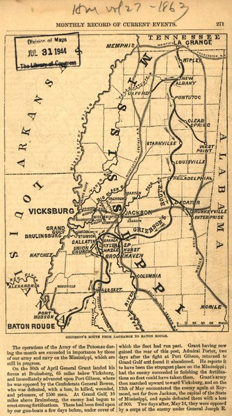 File:Grierson's route from La Grange to Baton Rouge. (April 17-May 2, 1863). LOC 99447404.tif