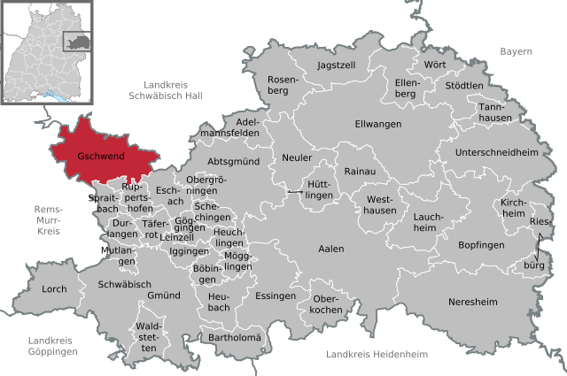 Poziția  Gschwend pe harta districtului Ostalbkreis