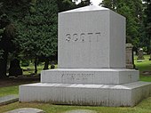 Grave of Harvey W. Scott Harvey Scott gravestone at RiverView Cemetery - Portland, Oregon.JPG