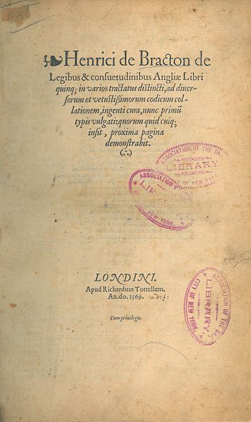 File:Henry de Bracton, De legibus & consuetudinibus Angliæ (1st ed, 1569, title page).jpg