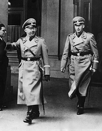 Reinhard Heydrich (right) was Himmler's protégé and a leading SS figure until his assassination in 1942.