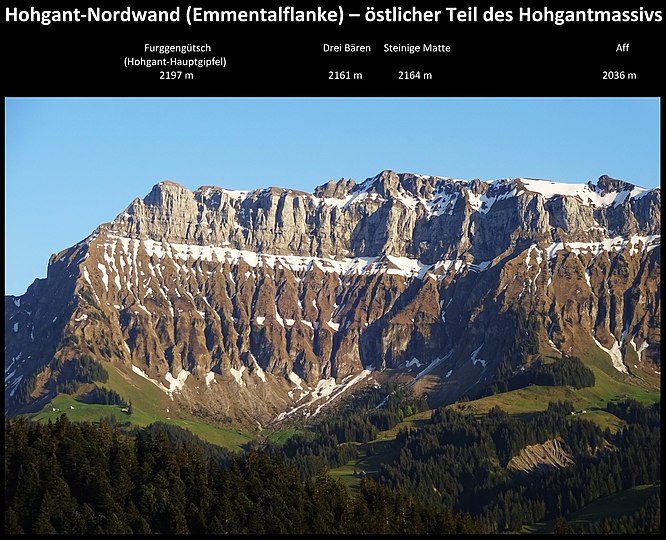 Hohgant-Nordwand (Emmentalflanke hinter Schangnau) – östlicher Teil des Hohgantmassivs