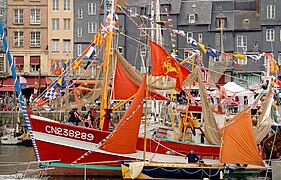 Decorated boats in Honfleur harbour