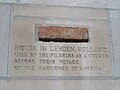 A stone from a house in Leyden, Holland, used by Pilgrims as a church before their voyage on the Mayflower to America.