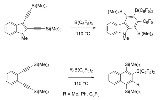 Intramolecular 1,1 carboboration example. Intramolecular 1,1 carboboration example.png