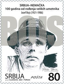 Beuys on a 2021 stamp of Serbia Joseph Beuys 2021 stamp of Serbia.png