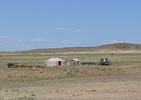 Yourte de nomades dans le désert