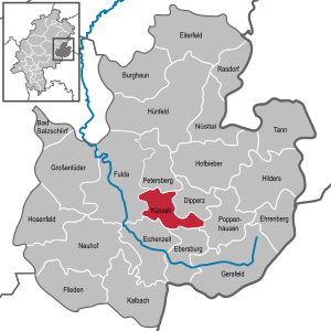 Li position de Künzell in li Subdistrict Fulda