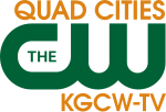 The CW network logo in green, with "Quad Cities" above it in orange and "K G C W - T V" beneath it in orange.