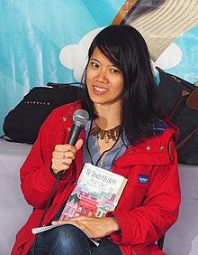 Glaser reading at the 2018 Gaithersburg Book Festival.