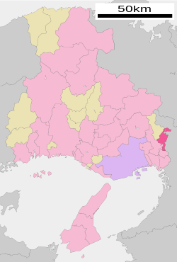 Kawanishin sijainti Hyōgon prefektuurissa