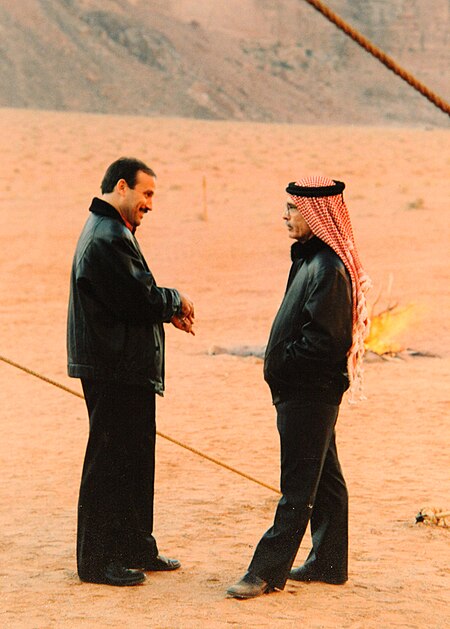 King Hussein Of Jordan With Chief of Royal Court Ayman Majali 3..jpg