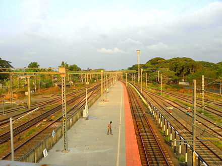 Eastern end of longest platform in Kollam Junction in India. It is the world's third longest railway platform.