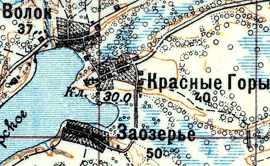 Деревня Заозерье на карте 1926 года