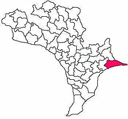 Мандальная карта района Кришны с изображением Крутивенну мандала (розового цвета) 