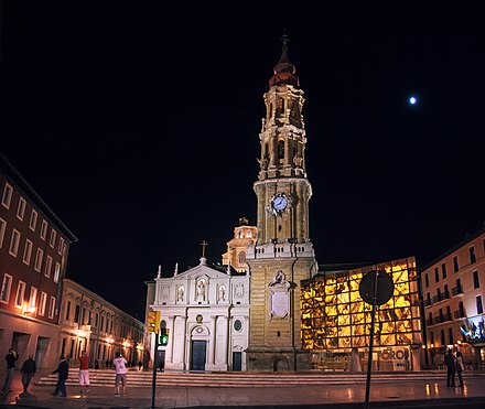 The baroque tower, neoclassical facade and mudejar dome of la seo