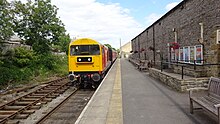 Leyburn railway station Leyburn railway station with diesel-electric locomotive, Wensleydale Railway, Yorkshire.jpg