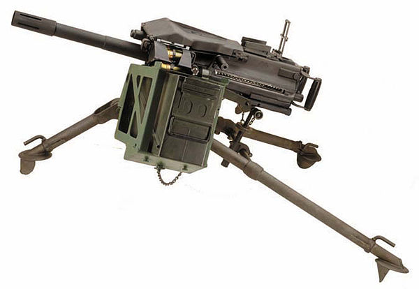 A Mk 19 40 mm grenade launcher mounted on an M3 tripod