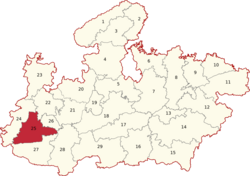 Madhya Pradesh Lok Sabha constituencies (Dhar highlighted).png