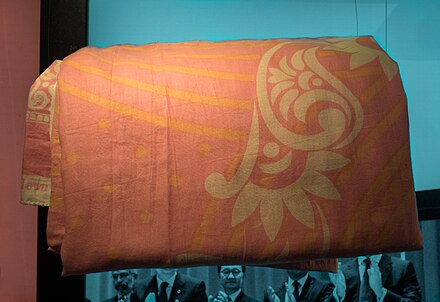 Yousafzai's shawl on display at the Nobel Prize Museum
