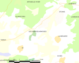 Mapa obce Les Grandes-Armoises