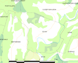Mapa obce Échay