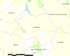 Mapa obce Caussens