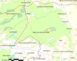 Mapa obce Beaulieu-en-Argonne