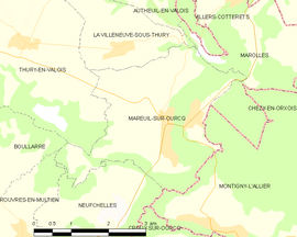 Mapa obce Mareuil-sur-Ourcq