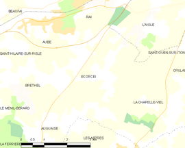 Mapa obce Écorcei
