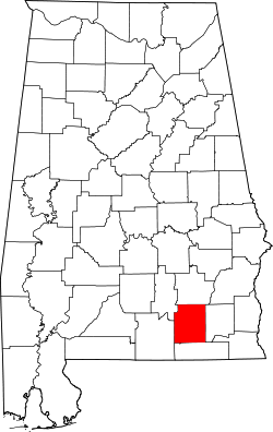 map of Alabama highlighting Coffee County
