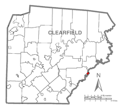 Mapo montranta Chester Hill en Clearfield Distrikto