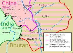 Map of Doklam and the——surrounding area