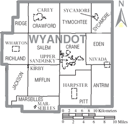 Kaart van Wyandot County