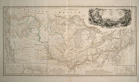Map of his 1832-1834 North American travels. Map to illustrate the Route of Prince Maximilian of Wied in the interior of North America 1832-1834.jpg