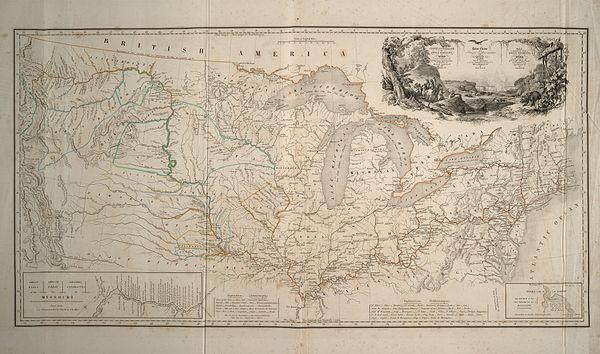 Map of his 1832–1834 North American travels