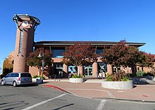 The 2001-built station in 2019 Martinez station from parking lot, November 2019.JPG