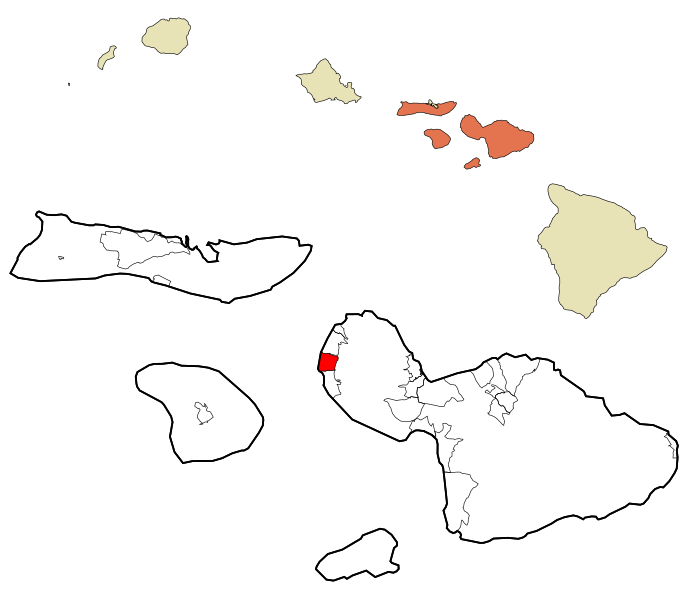 File:Maui County Hawaii Incorporated and Unincorporated areas Kaanapali Highlighted.svg