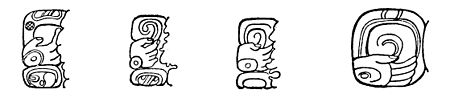 Fig. 54. A sign for 0, used also to express the idea "ending" or "end of" in Period-ending dates. (See figs. 47 and 53 s-w, for forms used interchangeably in the inscriptions to express the idea of 0 or of completion.)