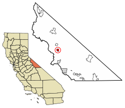 Location of Lee Vining in Mono County, California.