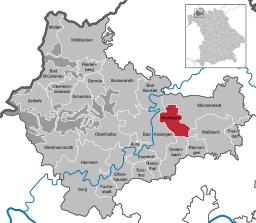 Läget för Nüdlingen i Landkreis Bad Kissingen