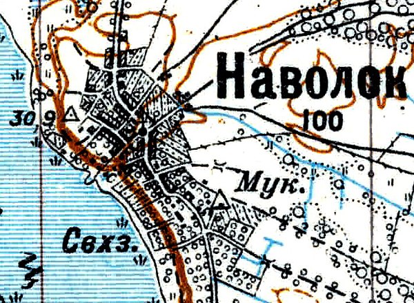 Деревня Наволок на карте 1926 года