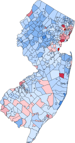 Swing from 2016 to 2020 by each municipality, darker colors indicate a higher swing from 2016:
-Blue municipalities swung towards Biden
-Red municipalities swung towards Trump New Jersey Presidential Swing From 2016 to 2020 by Municipality.png