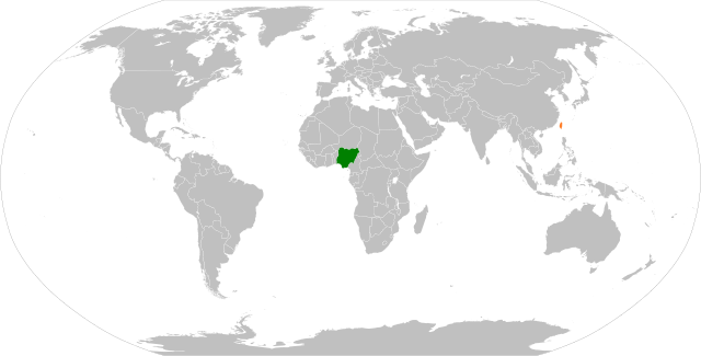 Location map for Nigeria and Taiwan.
