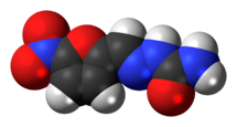 Spac-satiga modelo de la nitrofural molekulo