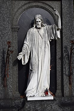 Statue of Jesus in cemetery of Nové Hrady