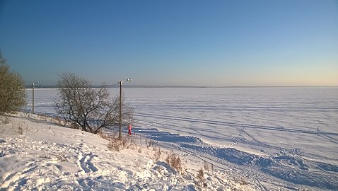 Réservoir de Novossibirsk en hiver.  Ob HPP microdistrict, 2014.