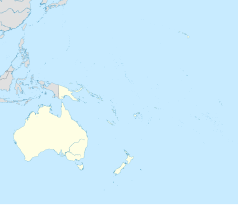 Mapa konturowa Oceanii, blisko centrum na prawo znajduje się punkt z opisem „Apia”